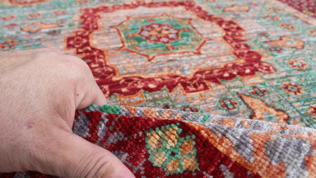 Green-Red 4x6 Ft Hand Knotted Wool Rug - Tribal Mamluk Rug - Medallion Rug - 4x6 Area Rug - Entryway Rug - Small Bedroom Rug - Office Rug-San Francisco Rugs--San Francisco Rugs