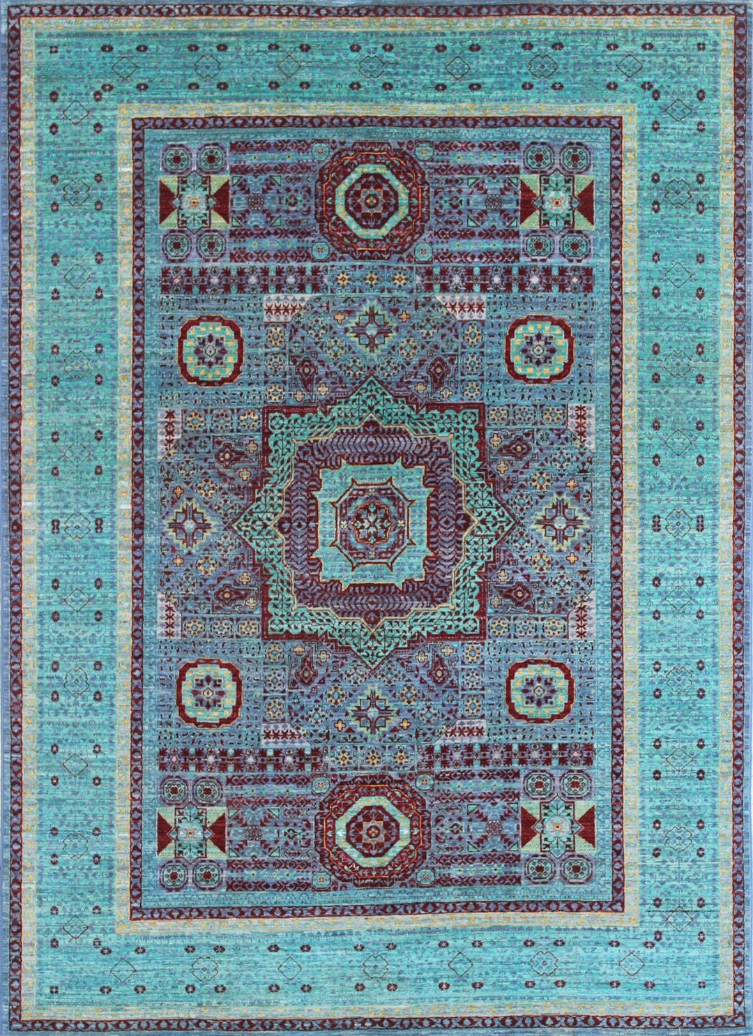 Turquoise 6x8 Ft Hand Knotted Mamluk Rug - Medallion Design Rug - Ottoman Mamluk Rug - High Quality Rug - Living Room Rug - Dining Room Rugs-San Francisco Rugs--San Francisco Rugs