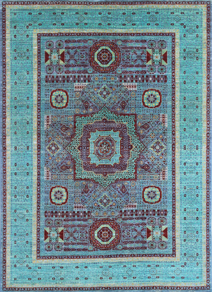 Turquoise 6x8 Ft Hand Knotted Mamluk Rug - Medallion Design Rug - Ottoman Mamluk Rug - High Quality Rug - Living Room Rug - Dining Room Rugs-San Francisco Rugs--San Francisco Rugs