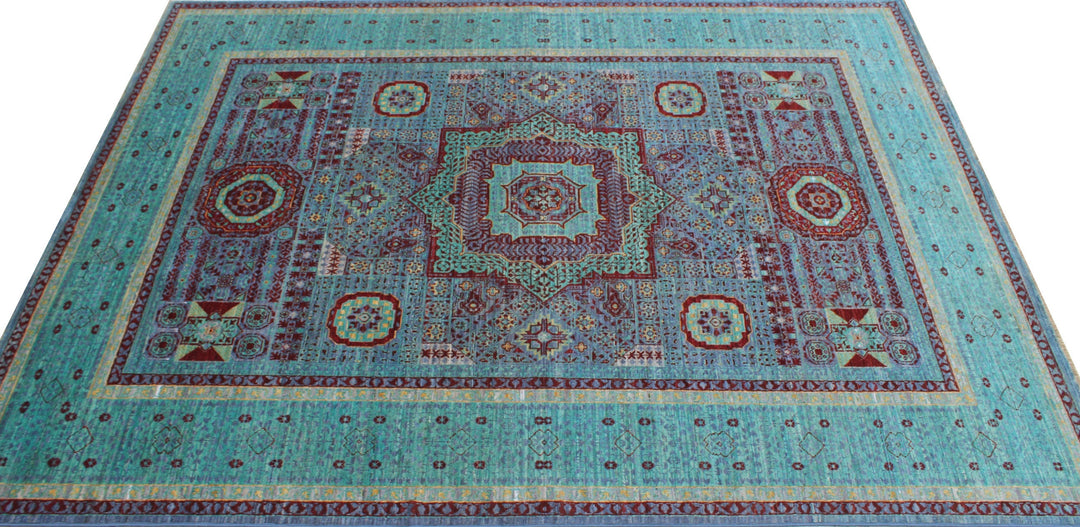 Turquoise 6x8 Ft Hand Knotted Mamluk Rug - Medallion Design Rug - Ottoman Mamluk Rug - High Quality Rug - Living Room Rug - Dining Room Rugs-San Francisco Rugs--San Francisco Rugs