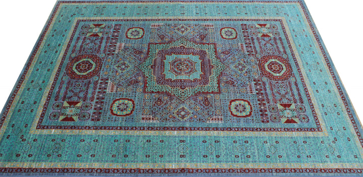 Turquoise 6x8 Ft Hand Knotted Mamluk Rug - Medallion Design Rug - Ottoman Mamluk Rug - High Quality Rug - Living Room Rug - Dining Room Rugs-San Francisco Rugs--San Francisco Rugs