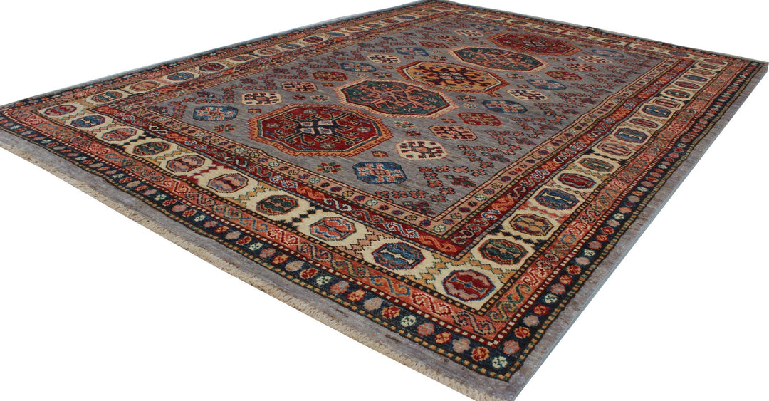 Gray 5x7 Ft Hand Knotted Rug - Tribal Afghan Rug - Soft, Plush Wool Rug - 5x7 Bedroom, Living Room, Office Rug - Home Decor Rugs-San Francisco Rugs--San Francisco Rugs