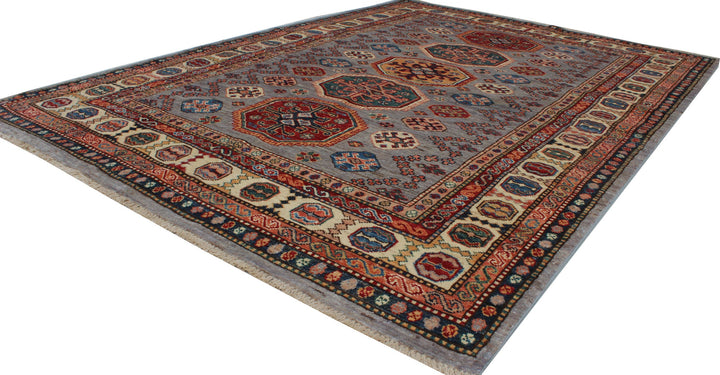 Gray 5x7 Ft Hand Knotted Rug - Tribal Afghan Rug - Soft, Plush Wool Rug - 5x7 Bedroom, Living Room, Office Rug - Home Decor Rugs-San Francisco Rugs--San Francisco Rugs