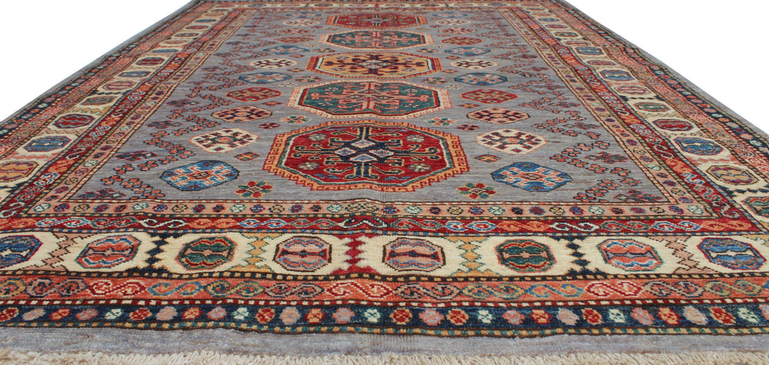 Gray 5x7 Ft Hand Knotted Rug - Tribal Afghan Rug - Soft, Plush Wool Rug - 5x7 Bedroom, Living Room, Office Rug - Home Decor Rugs-San Francisco Rugs--San Francisco Rugs
