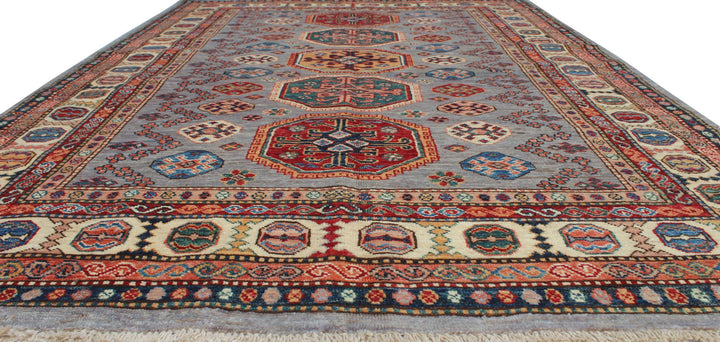 Gray 5x7 Ft Hand Knotted Rug - Tribal Afghan Rug - Soft, Plush Wool Rug - 5x7 Bedroom, Living Room, Office Rug - Home Decor Rugs-San Francisco Rugs--San Francisco Rugs