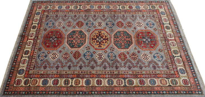Gray 5x7 Ft Hand Knotted Rug - Tribal Afghan Rug - Soft, Plush Wool Rug - 5x7 Bedroom, Living Room, Office Rug - Home Decor Rugs-San Francisco Rugs--San Francisco Rugs
