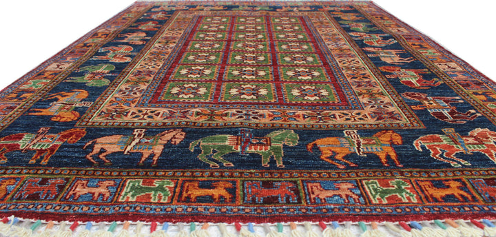 Pazyryk 4x6 Ft Hand Knotted Wool Rug - Tribal Wool Rug - 4x6 Entryway Rug - Kitchen Rug - Small Living Room, Bedroom Rug - Home Decor Rugs-San Francisco Rugs--San Francisco Rugs
