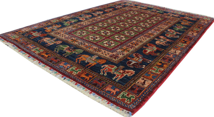 Pazyryk 4x6 Ft Hand Knotted Wool Rug - Tribal Wool Rug - 4x6 Entryway Rug - Kitchen Rug - Small Living Room, Bedroom Rug - Home Decor Rugs-San Francisco Rugs--San Francisco Rugs