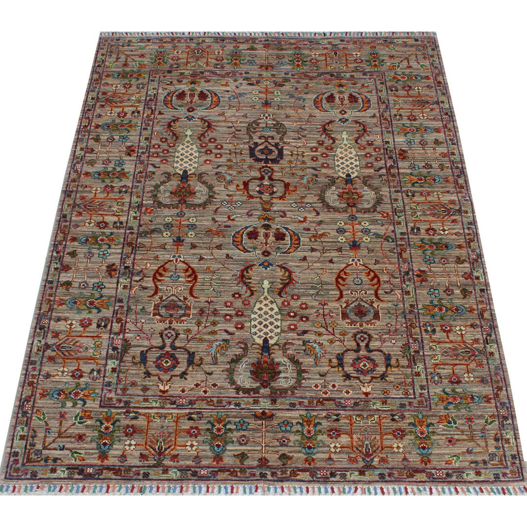 Natural Gray 5x7 Ft Hand Knotted Wool Rug - Afghan Area Rug - Soft Wool Rug - Small Area Rug For Office, Bedroom, Living Room - Home Decors-San Francisco Rugs--San Francisco Rugs