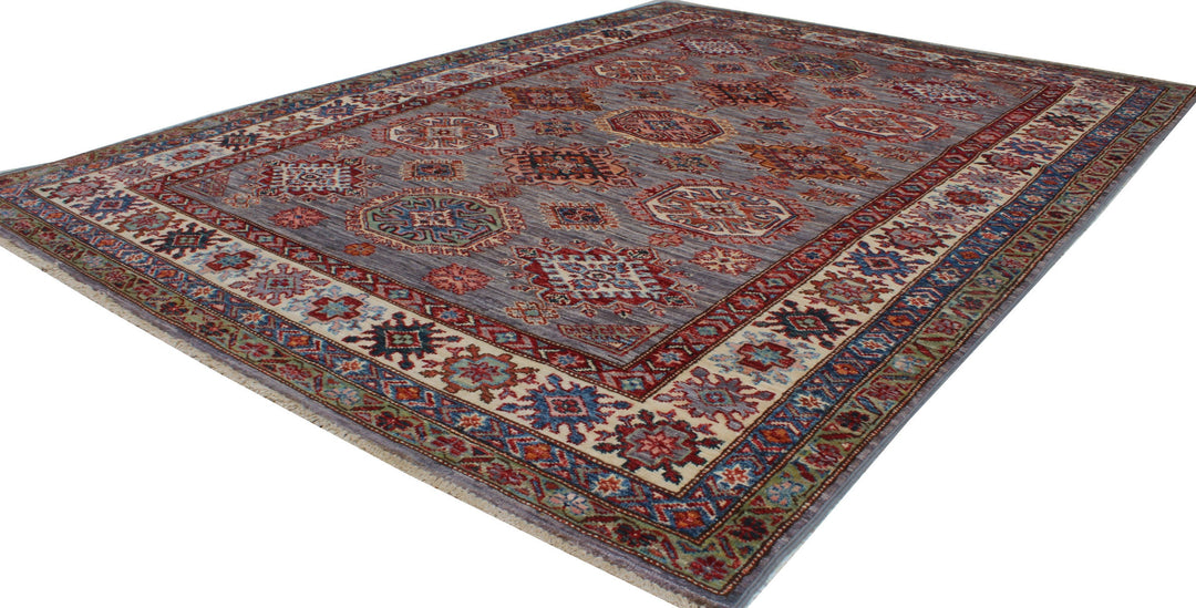 Gray-Red 5x7 Ft Tribal Afghan Rug - Hand Knotted Soft Wool Rug - Small Area Rug For Bedroom, Office, Living Room - Home Decor Rugs-San Francisco Rugs--San Francisco Rugs