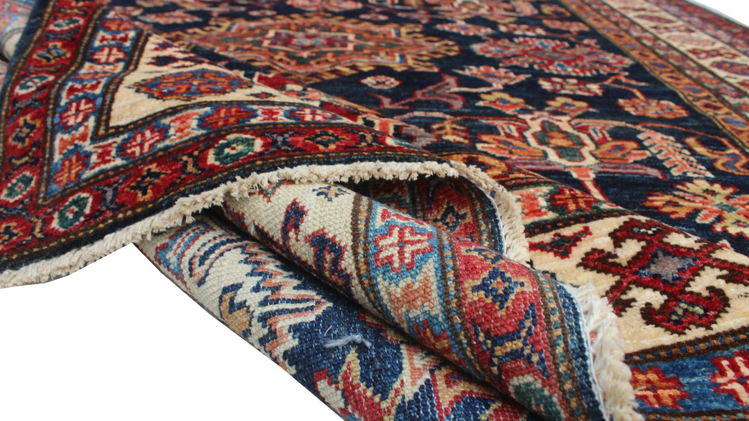 4'10x6'5 Ft Hand Knotted Wool Rug - Navy Blue Beige Red Tribal Rug - 5x7 Area Rug For Living Room, Bedroom, Office - Home Decor Rugs-San Francisco Rugs--San Francisco Rugs