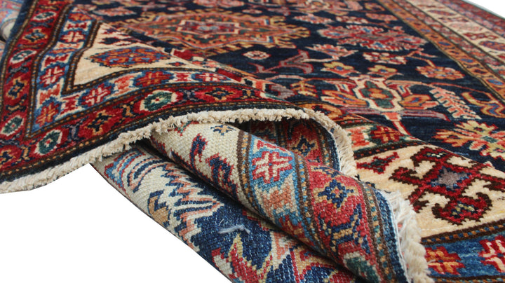 4'10x6'5 Ft Hand Knotted Wool Rug - Navy Blue Beige Red Tribal Rug - 5x7 Area Rug For Living Room, Bedroom, Office - Home Decor Rugs-San Francisco Rugs--San Francisco Rugs