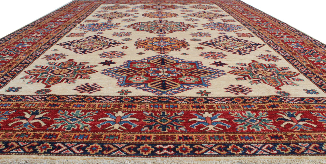 6x8 Ft Hand Knotted Rugs - Cream Red Tribal Rug - Soft Plush Wool Rug - Exquisite Design Rug - Bedroom Rug - Office Rug - Home Decor Rugs-San Francisco Rugs--San Francisco Rugs