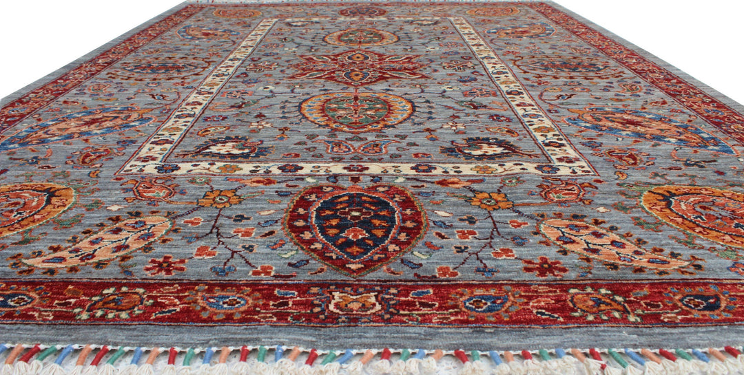 Gray 6x8 Ft Hand Knotted Afghan Rug - Suzani Rug - Tribal Area Rug - Soft Wool Rug - Small Bedroom, Living Room, Dining Rug - Home Decor Rug-San Francisco Rugs--San Francisco Rugs