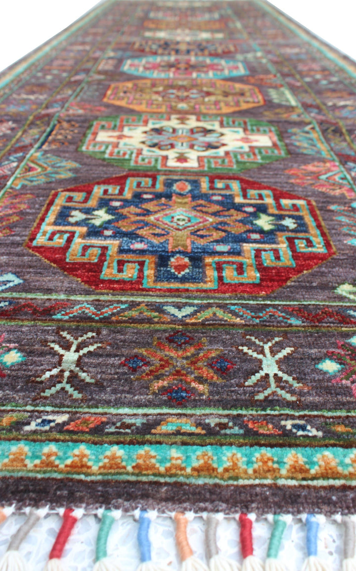 Tribal 3x10 Ft Hand Knotted Runner Rug - Geometric Design Rug - Turkmen Ersari Rug - Hallway Runner Rug - Kitchen Runner Rug - Home Decors-San Francisco Rugs--San Francisco Rugs