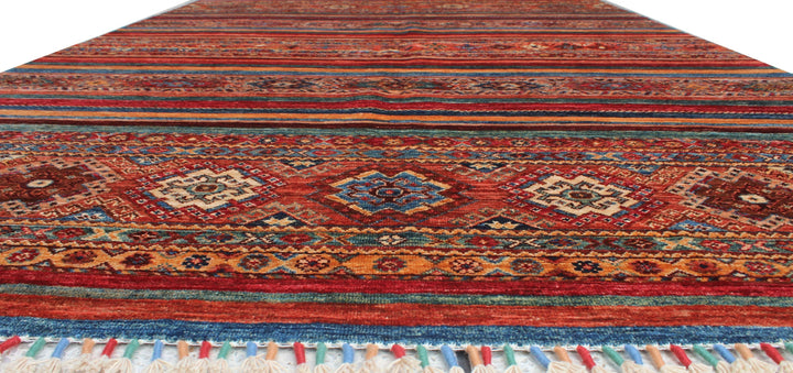 Multicolor 5'10x8'5 Ft Hand Knotted Wool Rug - Striped Design Rug - Turkish, Motif Rug - 6x9 Bedroom Rug - Family Room Rug - Home Decor Rugs-San Francisco Rugs--San Francisco Rugs