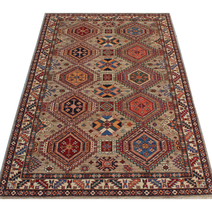 5'6x8'4 Ft Hand Knotted Rug - Geometric Design Rug - Tribal Afghan Rug - Natural Dye Wool Rug - Small Bedroom Rug - Dining Room Rug-San Francisco Rugs--San Francisco Rugs