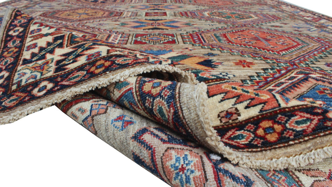 5'6x8'4 Ft Hand Knotted Rug - Geometric Design Rug - Tribal Afghan Rug - Natural Dye Wool Rug - Small Bedroom Rug - Dining Room Rug-San Francisco Rugs--San Francisco Rugs
