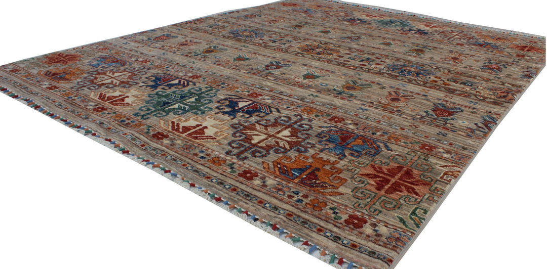 Tribal 5x7 Ft Hand Knotted Rug - Soft Plush Wool Rug - Gray Khoy Nomad Rug - Small Living Room Rug - Office Rug - Kids Room Rug-San Francisco Rugs--San Francisco Rugs