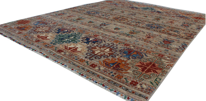 Tribal 5x7 Ft Hand Knotted Rug - Soft Plush Wool Rug - Gray Khoy Nomad Rug - Small Living Room Rug - Office Rug - Kids Room Rug-San Francisco Rugs--San Francisco Rugs