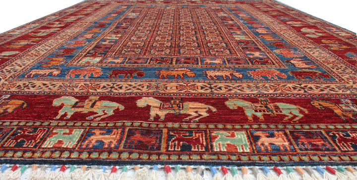 Tribal 6x8 Ft Hand Knotted Rug - Soft Plush Wool Rug - Pazyryk Rug - Horse Design Rug - Living Room Rug - Dining Room Rug - Home Decor Rugs-San Francisco Rugs--San Francisco Rugs