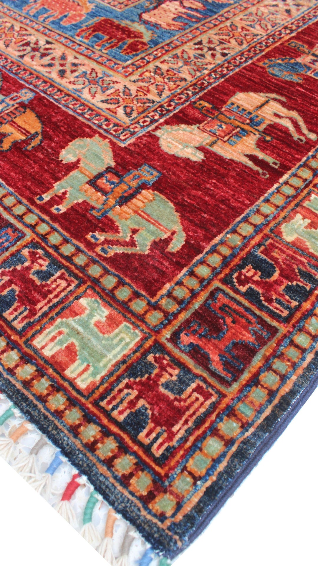 Tribal 6x8 Ft Hand Knotted Rug - Soft Plush Wool Rug - Pazyryk Rug - Horse Design Rug - Living Room Rug - Dining Room Rug - Home Decor Rugs-San Francisco Rugs--San Francisco Rugs
