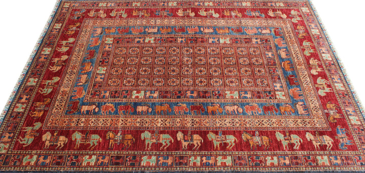 Tribal 6x8 Ft Hand Knotted Rug - Soft Plush Wool Rug - Pazyryk Rug - Horse Design Rug - Living Room Rug - Dining Room Rug - Home Decor Rugs-San Francisco Rugs--San Francisco Rugs