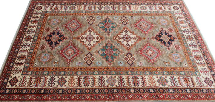 Gray 5'7x8'1 Ft Hand Knotted Wool Rug - Tribal Area Rug - 6x8 Office Rug - Living Room Rug - Small Dining Room Rug - Home Decor Rugs-San Francisco Rugs--San Francisco Rugs