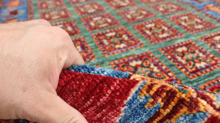 5x7 Ft Hand Knotted Pazyryk Rug - Animal Print Rug - Red Blue Tribal Rug - Hand Woven Lambswool Rug - 5x7 Living Room Rug - Office Area Rug-San Francisco Rugs--San Francisco Rugs