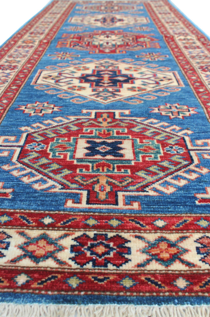Blue 2'7x6'11 Ft Hand Knotted Wool Runner Rug - Soft Plush Wool Rug - 7 Feet Hallway Runner Rug - Entryway Runner Rug - Home Decor Rugs-San Francisco Rugs--San Francisco Rugs