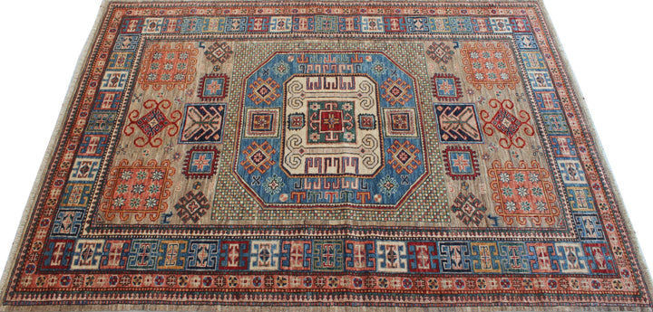 Gray 5x7 Ft Hand Knotted Tribal Rug - Medallion Design Rug - Natural Dye Wool Rug - Small 5x7 Area Rug For Dining Room, Living Room, Office-San Francisco Rugs--San Francisco Rugs