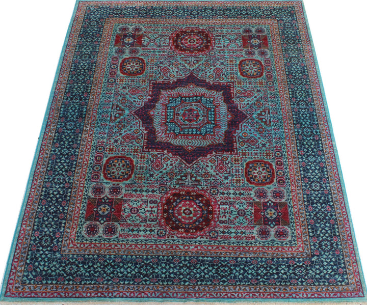 Blue 5x7 Ft Hand Knotted Mamluk Rug - Medallion Style Rug - Exquisite Design Rug - Plush Wool Rug - 5x7 Dining Room Rug - Living Room Rug-San Francisco Rugs--San Francisco Rugs