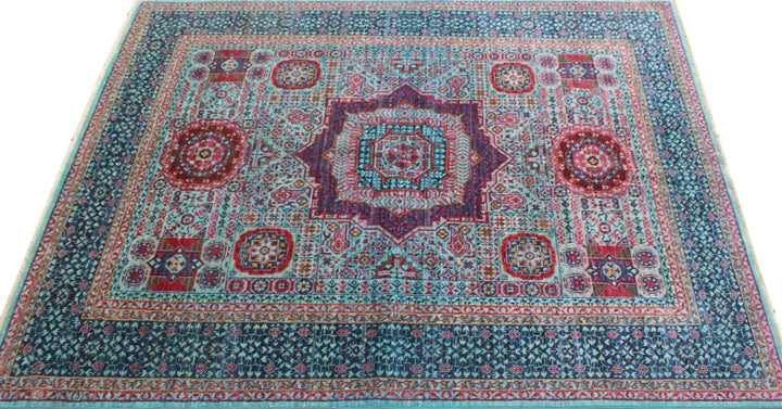 Blue 5x7 Ft Hand Knotted Mamluk Rug - Medallion Style Rug - Exquisite Design Rug - Plush Wool Rug - 5x7 Dining Room Rug - Living Room Rug-San Francisco Rugs--San Francisco Rugs