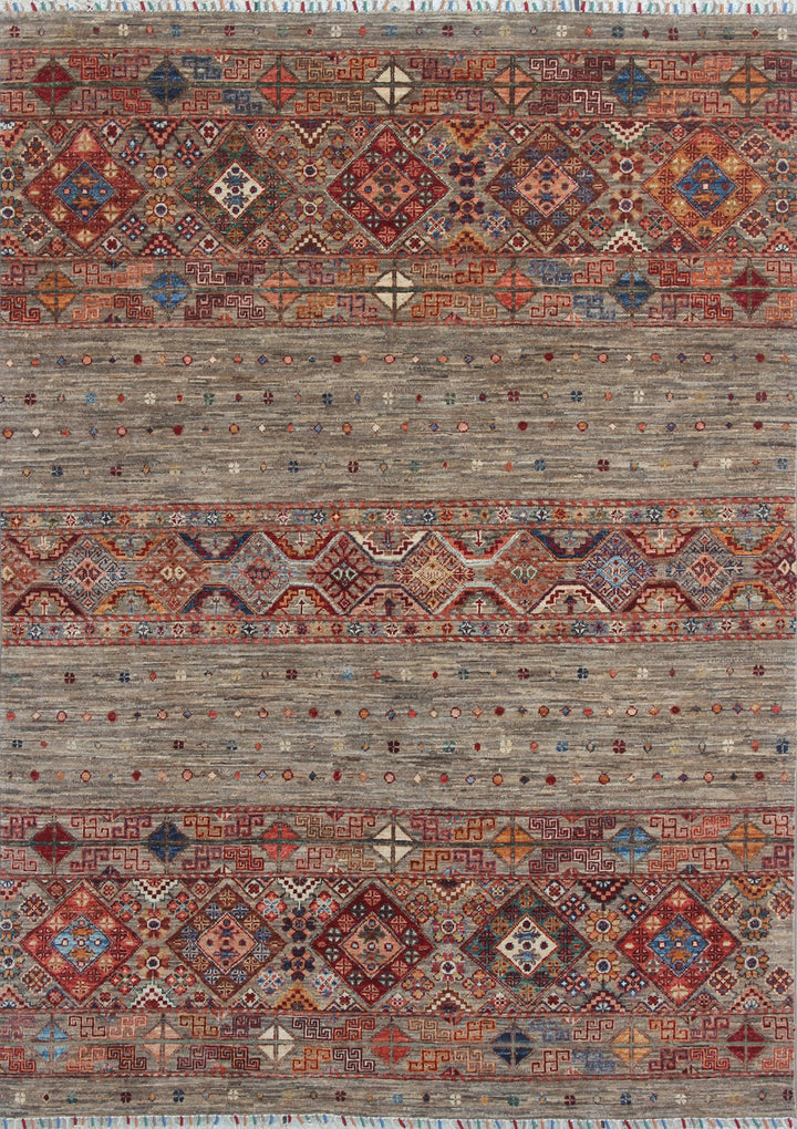 Gray 5x7 Ft Hand Knotted Rug - Khoy Nomad Design Rug - Afghan Tribal Rug - 5x7 Living Room, Dining Room, Office Rug - Interior Design Rug-San Francisco Rugs--San Francisco Rugs