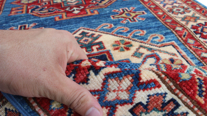 Blue 2'7x6'11 Ft Hand Knotted Runner Rug - Nomadic Shirvan Rug - Soft Wool Rug - Tribal Runner Rug - 3x7 Hallway Runner - Kitchen Runner Rug-San Francisco Rugs--San Francisco Rugs