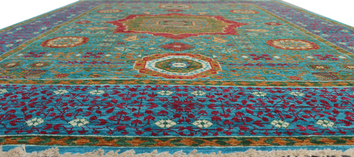 Green-Blue 5x7 Ft Hand Knotted Rug - Mamluk, Medallion Rug - Plush Wool Rug - Living Room Rugs - Area Rug For Dining Room - Office Rug-San Francisco Rugs--San Francisco Rugs