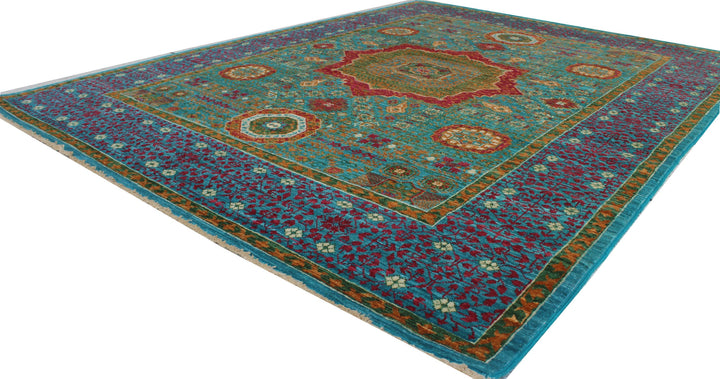 Green-Blue 5x7 Ft Hand Knotted Rug - Mamluk, Medallion Rug - Plush Wool Rug - Living Room Rugs - Area Rug For Dining Room - Office Rug-San Francisco Rugs--San Francisco Rugs
