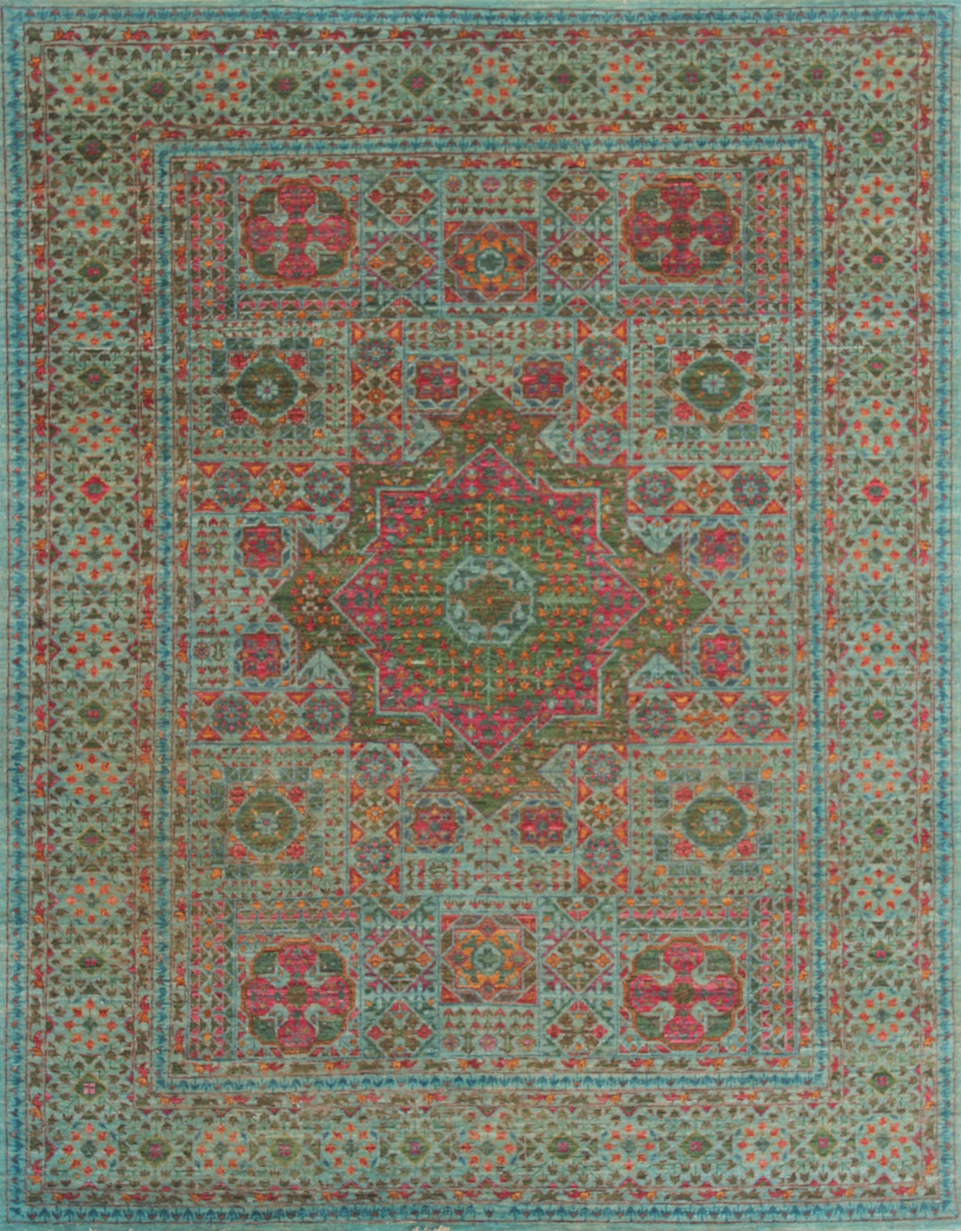 Turquoise 5'2x6'5 Ft Hand Knotted Rug - Ottoman Mamluk Rug - Beautiful Color Rug - 5x7 Dining Room, Living Room, Office Rug- Home Decor Rugs-San Francisco Rugs--San Francisco Rugs