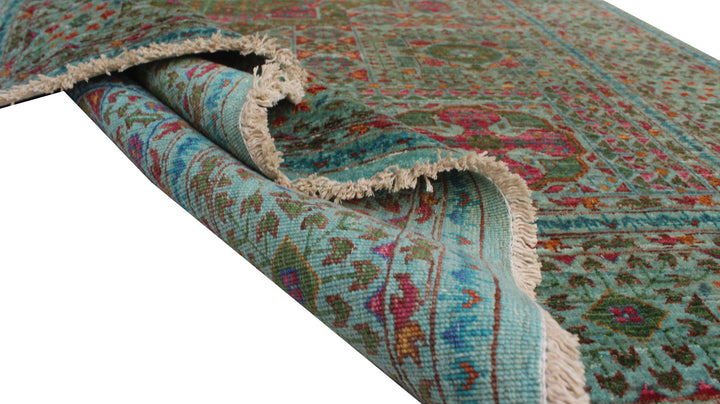 Turquoise 5'2x6'5 Ft Hand Knotted Rug - Ottoman Mamluk Rug - Beautiful Color Rug - 5x7 Dining Room, Living Room, Office Rug- Home Decor Rugs-San Francisco Rugs--San Francisco Rugs