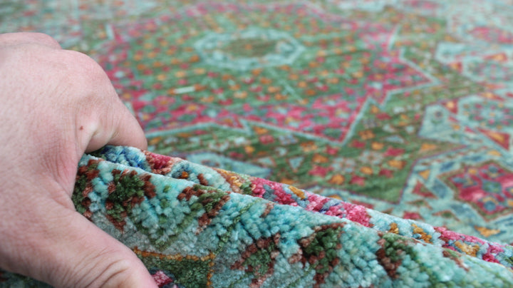 Turquoise 5'2x6'5 Ft Hand Knotted Rug - Ottoman Mamluk Rug - Beautiful Color Rug - 5x7 Dining Room, Living Room, Office Rug- Home Decor Rugs-San Francisco Rugs--San Francisco Rugs