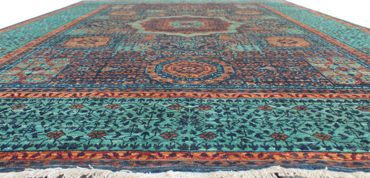 Pastel 6x8 Ft Hand Knotted Wool Rug - Blue Turquoise Rug - Mamluk, Medallion Rugs - Dining Room Rug - Living Room Rug - Area Rug For Office-San Francisco Rugs--San Francisco Rugs
