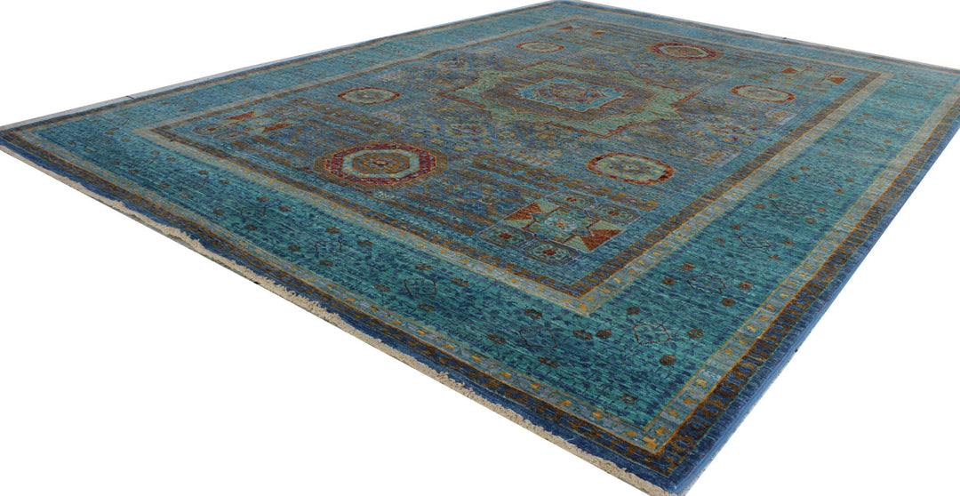 Turquoise 6x8 Ft Hand Knotted Mamluk Rug - High Quality Area Rug - Medallion Rug - Oriental Rug For Living Room, Dining Room, Bedroom-San Francisco Rugs--San Francisco Rugs