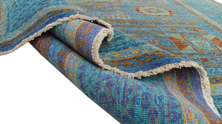 Turquoise 6x8 Ft Hand Knotted Mamluk Rug - High Quality Area Rug - Medallion Rug - Oriental Rug For Living Room, Dining Room, Bedroom-San Francisco Rugs--San Francisco Rugs
