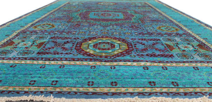 Pastel 4x6 Ft Hand knotted Rug - Turquoise Blue Mamluk Rug - Tribal Wool Rug - Entryway Rug - 4x6 Kitchen, Office Rug - Home Decor Rugs-San Francisco Rugs--San Francisco Rugs