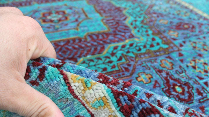 Pastel 4x6 Ft Hand knotted Rug - Turquoise Blue Mamluk Rug - Tribal Wool Rug - Entryway Rug - 4x6 Kitchen, Office Rug - Home Decor Rugs-San Francisco Rugs--San Francisco Rugs