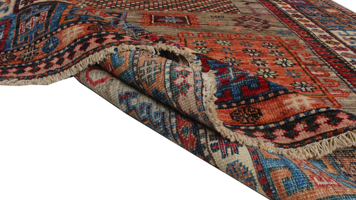 Natural Gray 5'5x8'1 Ft Afghan Rug - Hand Knotted Wool Rug - Tribal Area Rug For Dining Room, Living Room, Office - Home Decor Rugs-San Francisco Rugs--San Francisco Rugs