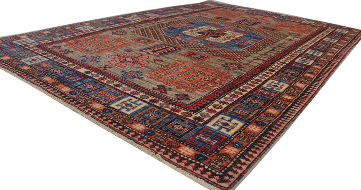 Natural Gray 5'5x8'1 Ft Afghan Rug - Hand Knotted Wool Rug - Tribal Area Rug For Dining Room, Living Room, Office - Home Decor Rugs-San Francisco Rugs--San Francisco Rugs