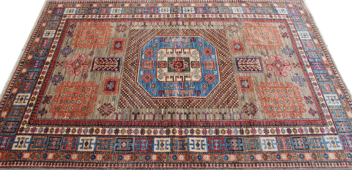 Natural Gray 5'5x8'1 Ft Afghan Rug - Hand Knotted Wool Rug - Tribal Area Rug For Dining Room, Living Room, Office - Home Decor Rugs-San Francisco Rugs--San Francisco Rugs