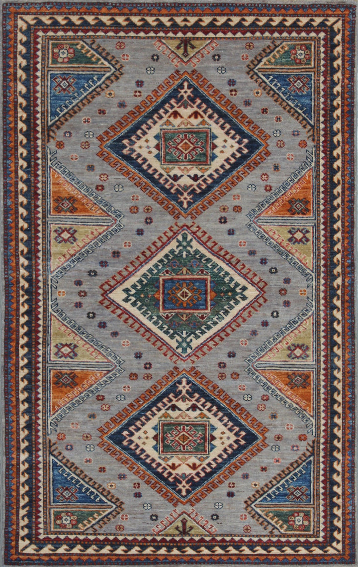 4x6 Ft Hand Knotted Gray Rug - Small Tribal Rug - Soft, Plush Wool Rug - Small Living Room Rug - Kitchen Rug - Entryway Rug - Home Decor Rug-San Francisco Rugs--San Francisco Rugs