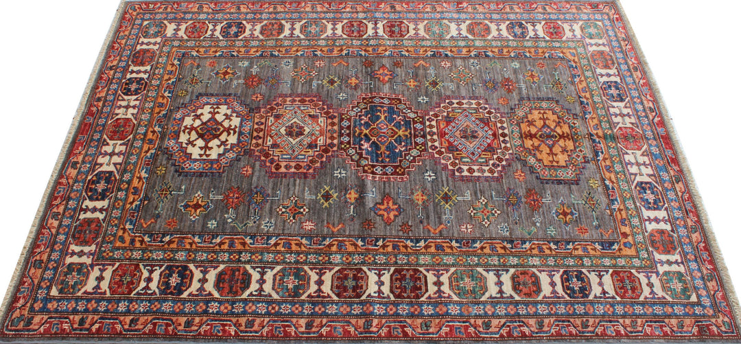 Gray Beige 5x7 Ft Hand Woven Rug - Tribal Afghan Rug - Soft LambsWool Rug - Bedroom Rug - Office Rug - Kitchen Rug - Family Room Rug-San Francisco Rugs--San Francisco Rugs